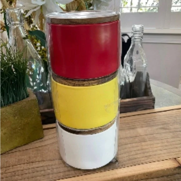 RAE DUNN ceramic condiments stackable for Ketchup, Mayonnaise, and Mustards!!! - Picture 6 of 7